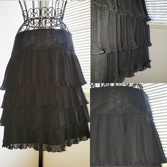 Cottagecore MOD Punk New Wave Pleated Tiered Black Ruffled Mini Skirt Madonna  S - Picture 1 of 14